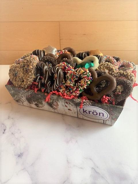 Chocolate Covered Pretzel Basket, Holiday Version