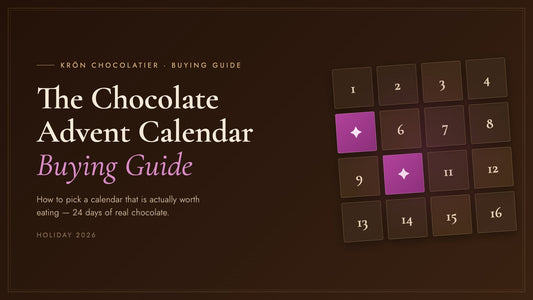 Kron Chocolatier chocolate advent calendar buying guide title card with numbered calendar doors
