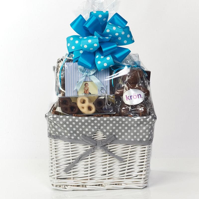 Small Baby Chocolate Gift Basket, Blue