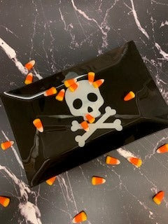 Halloween skull plate with chocolates