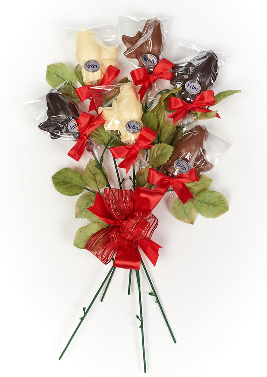 Long stem Gourmet Chocolate Roses, 1/2 dozen