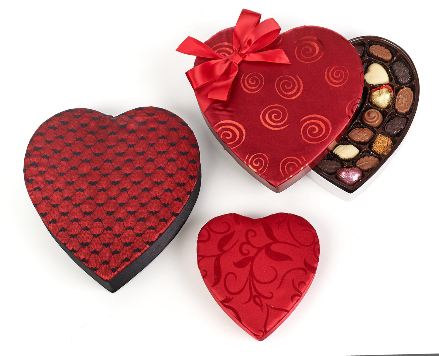 Love is Sweet Collection, red satin heart boxes
