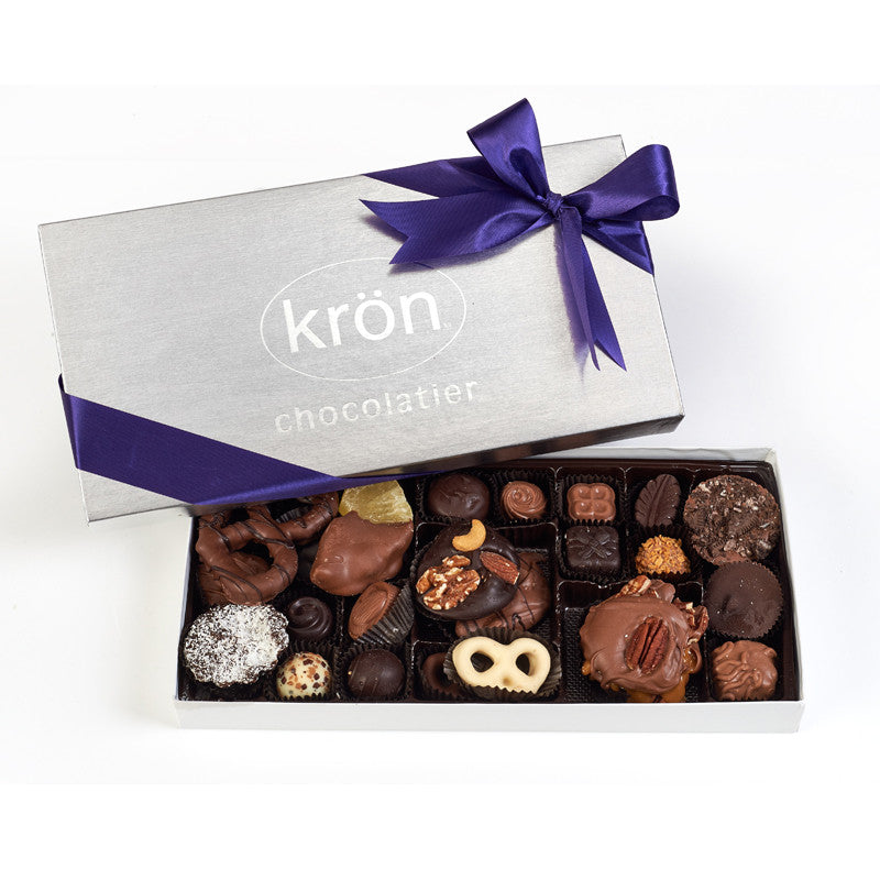 Kron signature box of chocolate and chocolate covered pretzels