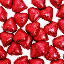 Foiled chocolate hearts